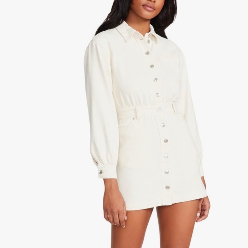 Steve Madden Cream Button-Front Mini Dress